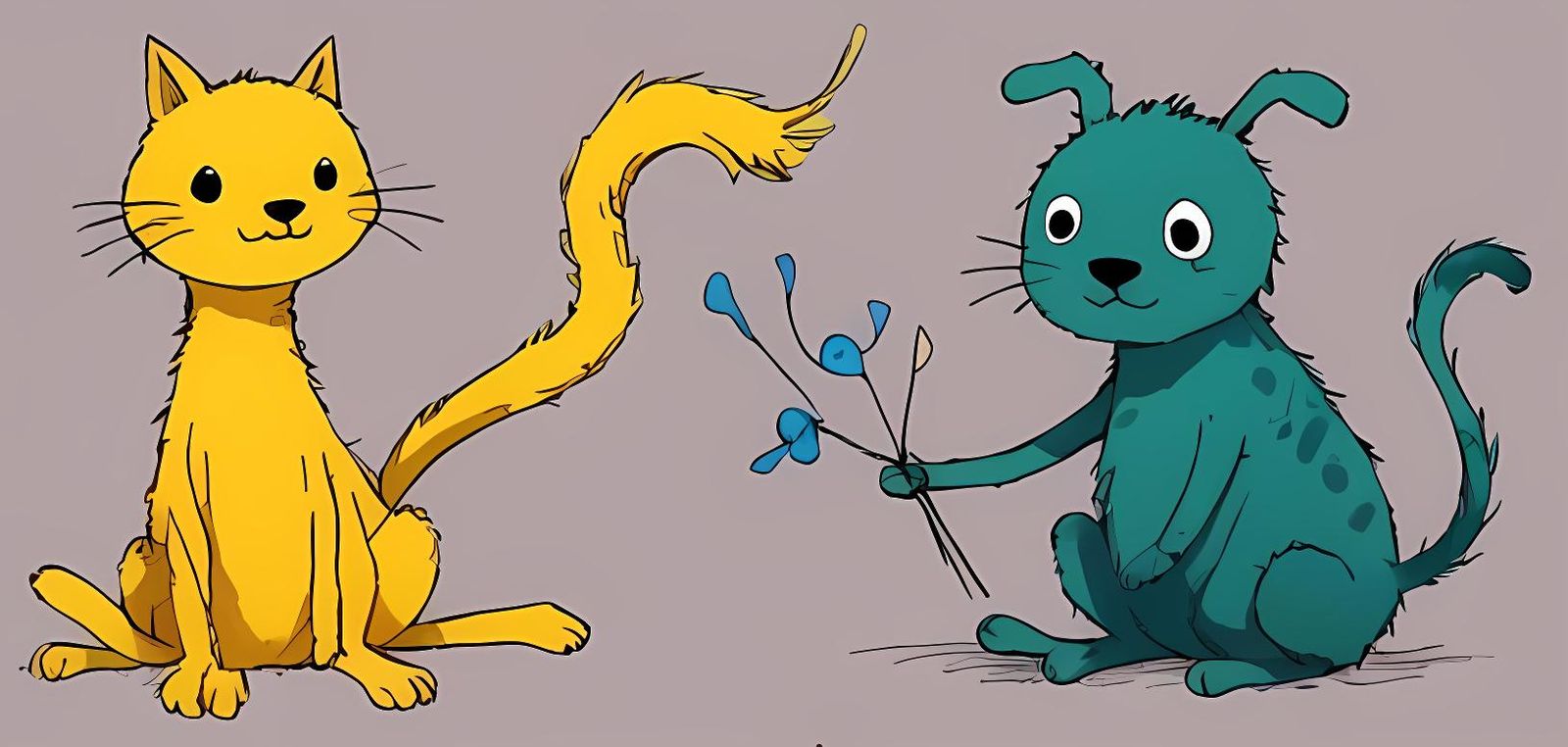 Heartwarming Animal Scribbles in Anime Style