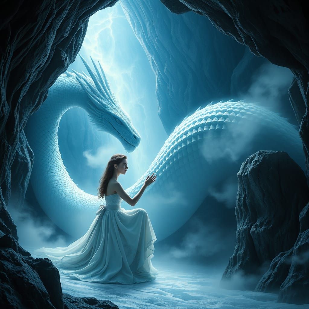 Woman embracing the snout of a beautiful, perfectly propotio...