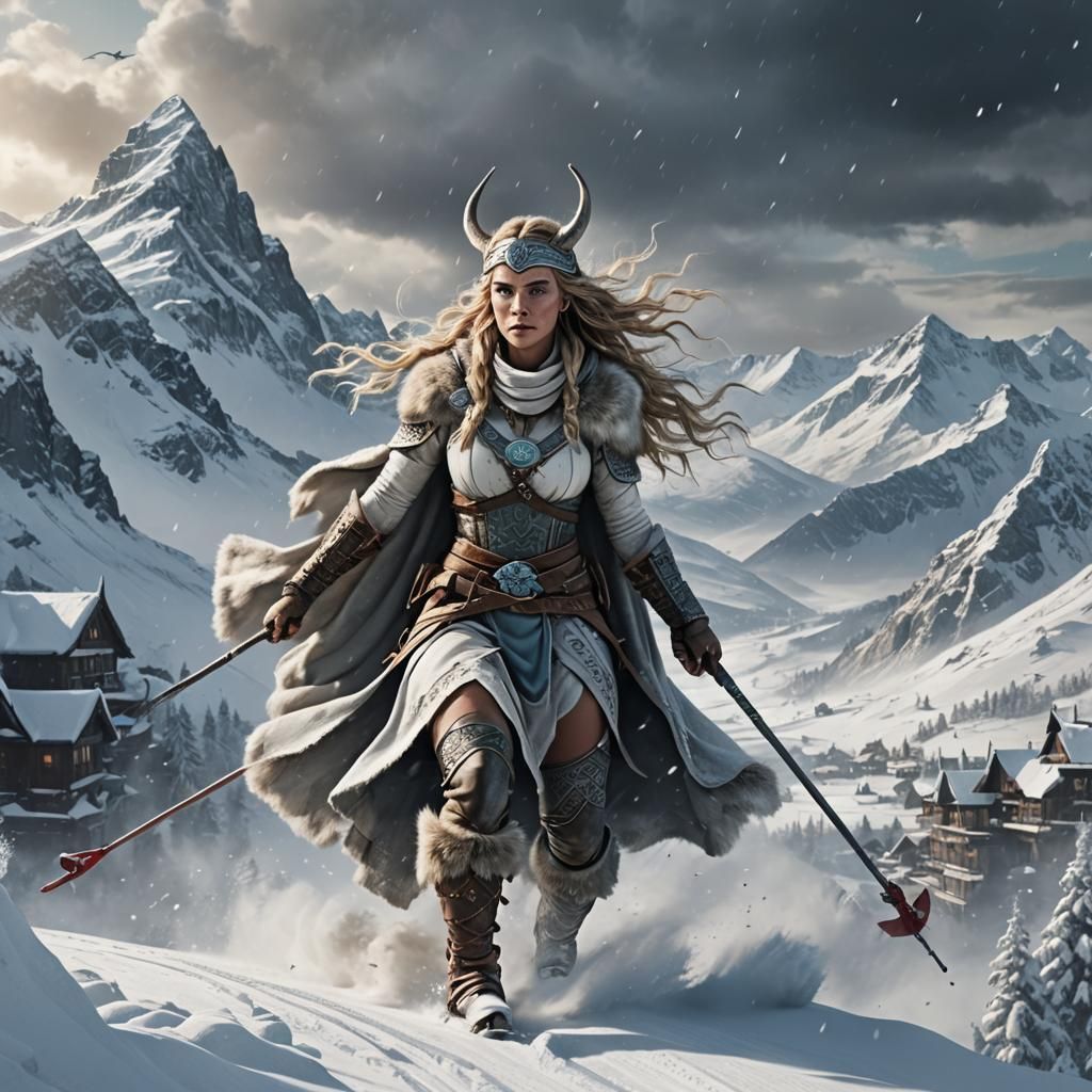 Skadi: Norse Goddess of Winter in Digital Painting