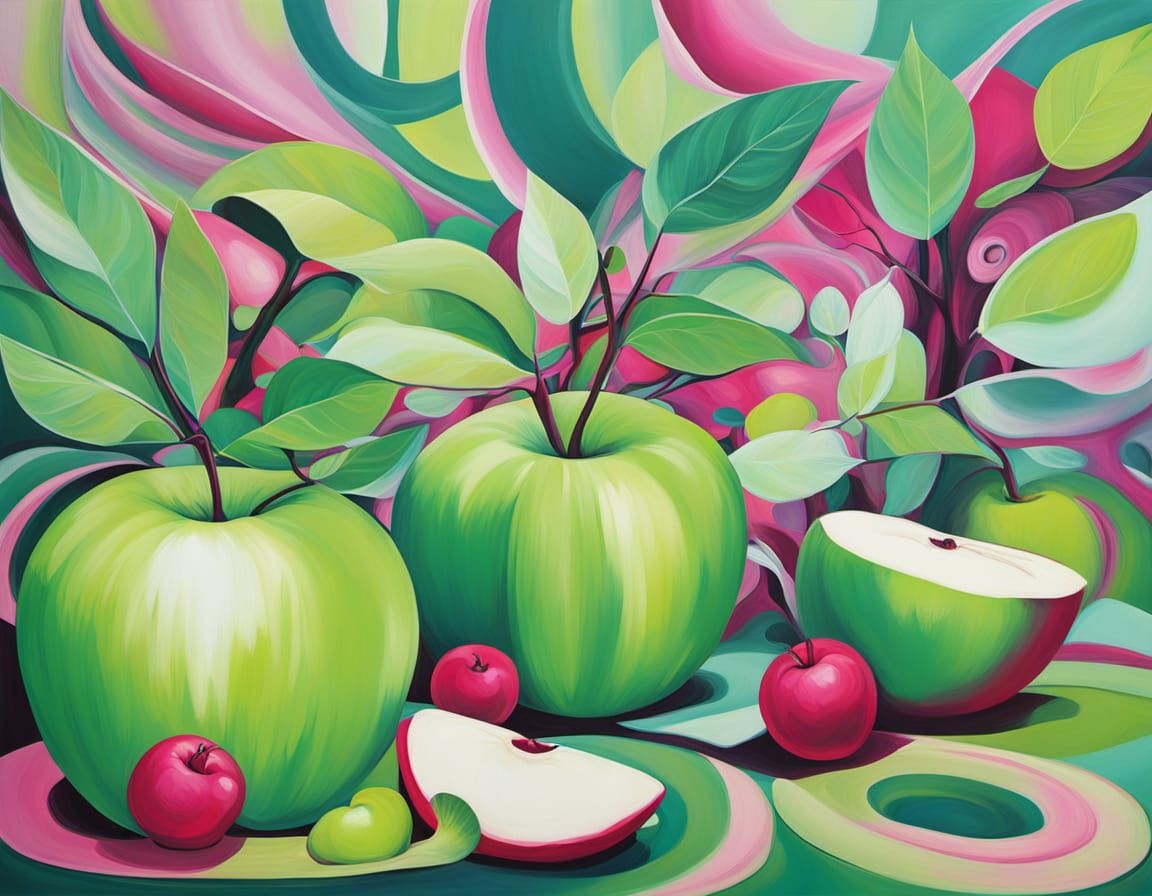 Surreal Abstract Granny Portrait in Art Deco Futurism Style