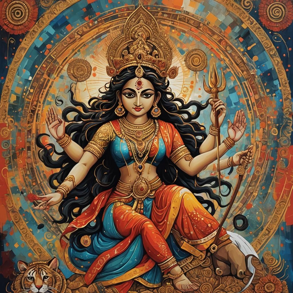 Abstract Art Depiction of Goddess Durga