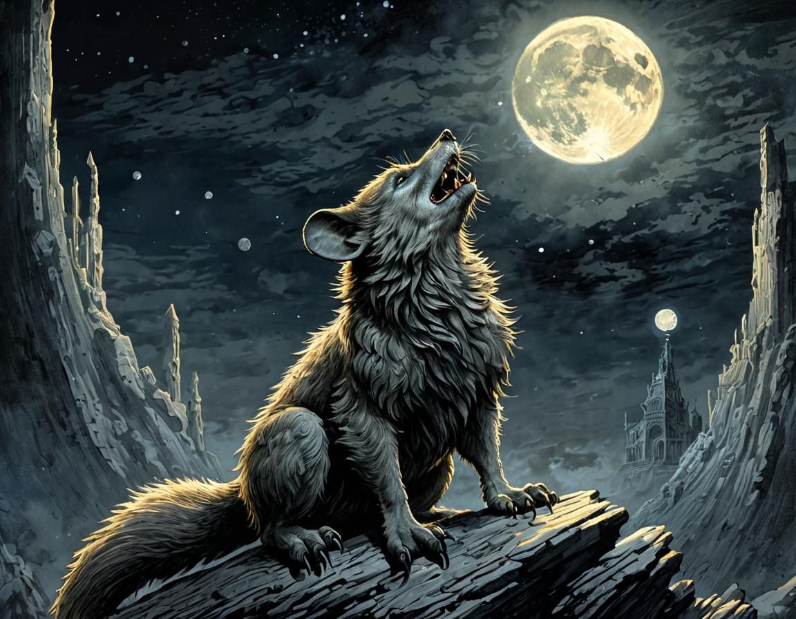 Weremouse Howling: Sinister Horror Art