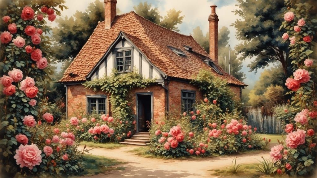 Whimsical Garden Cottage in Danish Impressionist Style