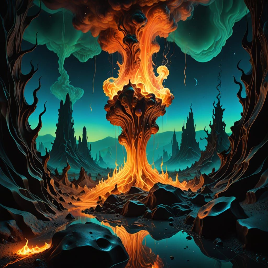 Surreal Dreamscapes: Quivering Ylem in Ethereal Darkness