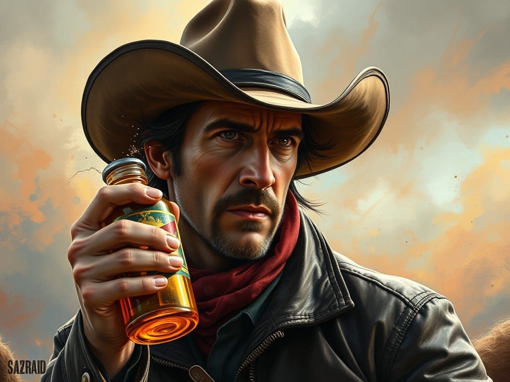 Hyperrealistic Horse Whisperer in Cowboy Gear Holds Magical ...