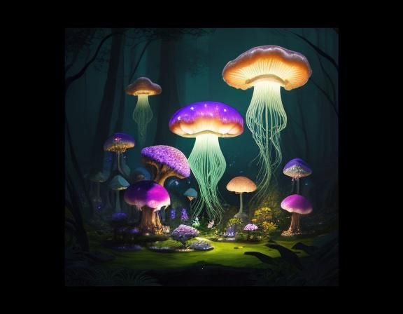 Jellyfish in Toadstool Forest: Beatrix Potter Style