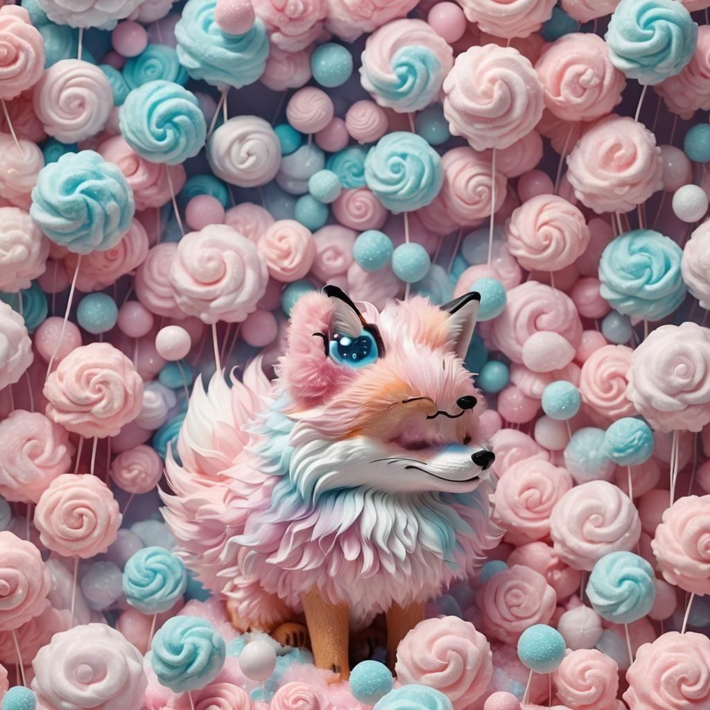 Cotton Candy Fox: 3D Anime Art