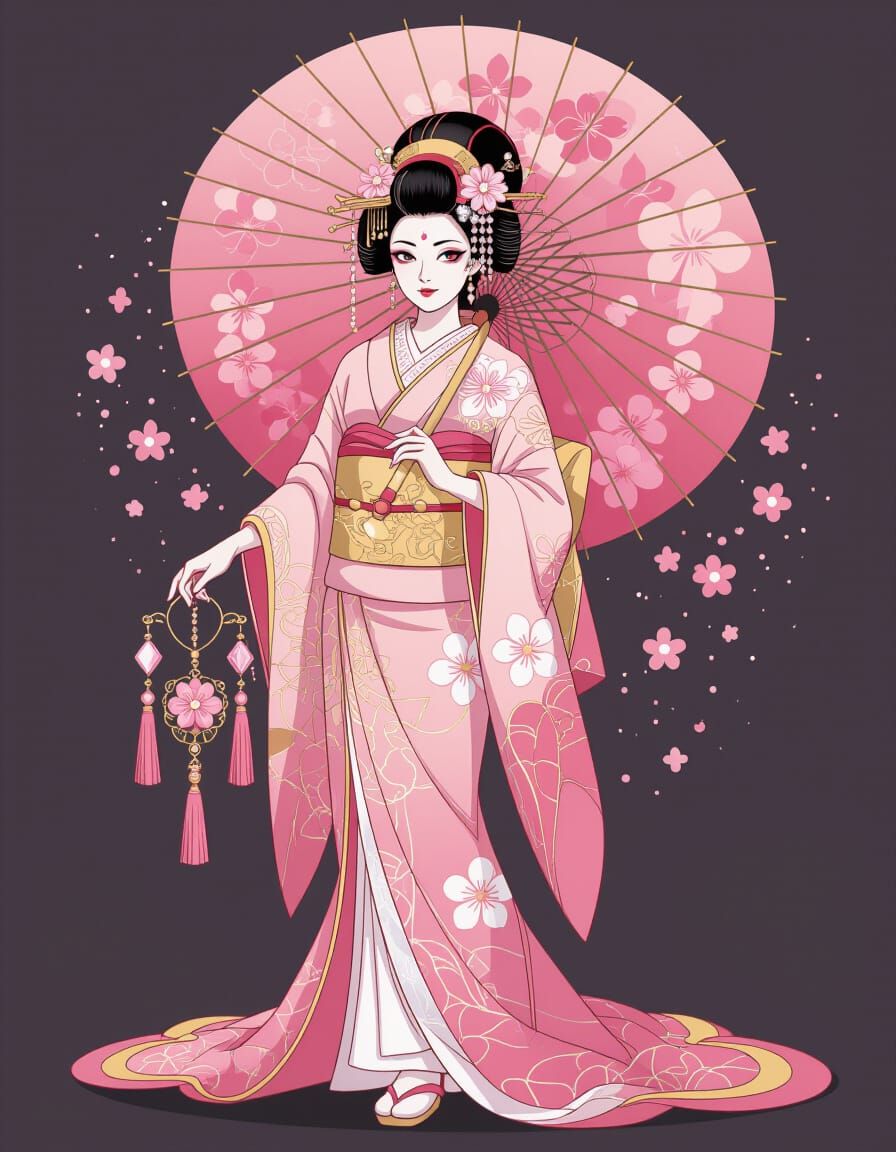 Mystical Festival Geisha in Anime Style