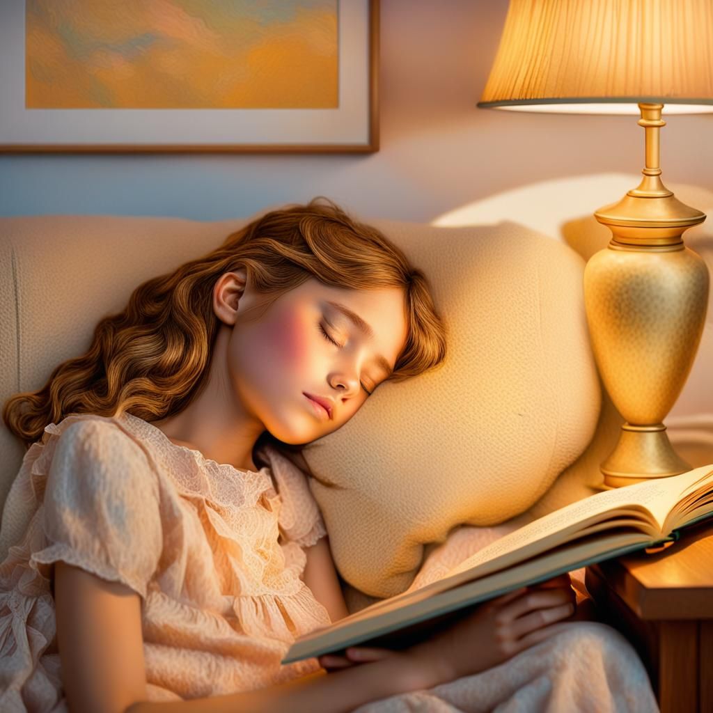 Girl Asleep with Book: Impressionist Portrait