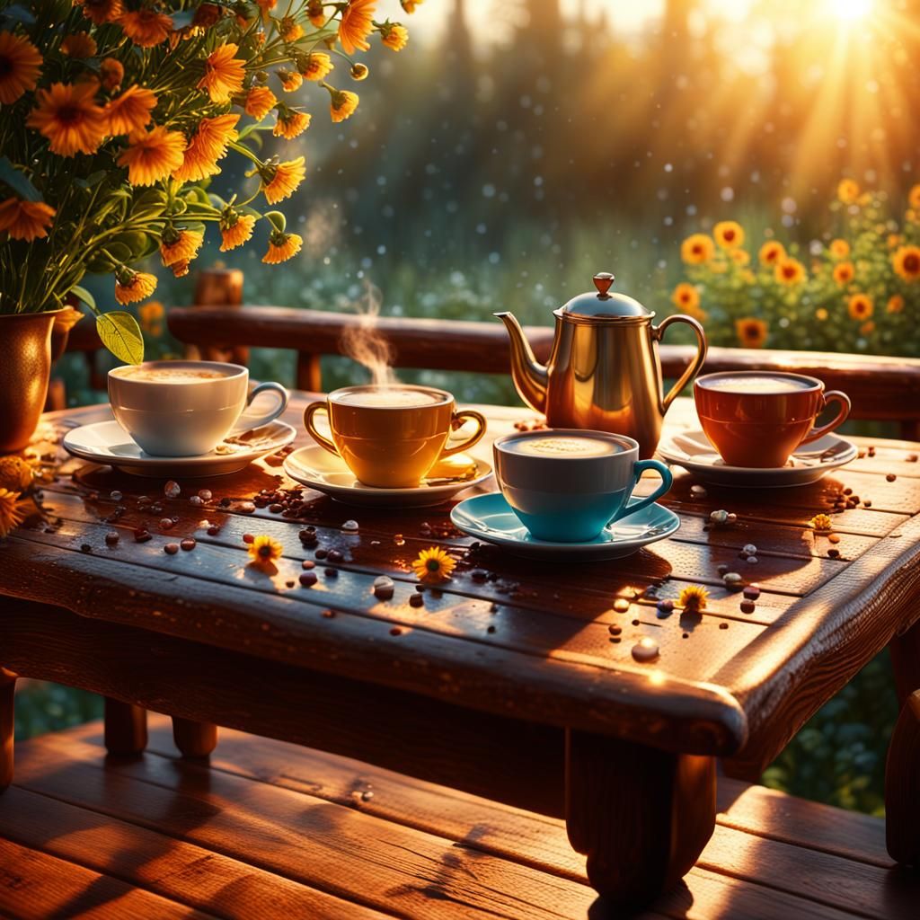 Sunlit Coffee: A Photorealistic Art Nouveau Breakfast