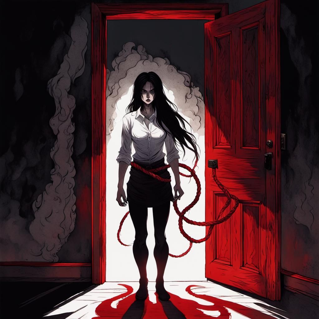 Dramatic Demon Silhouette in Dark Fantasy Comic Style