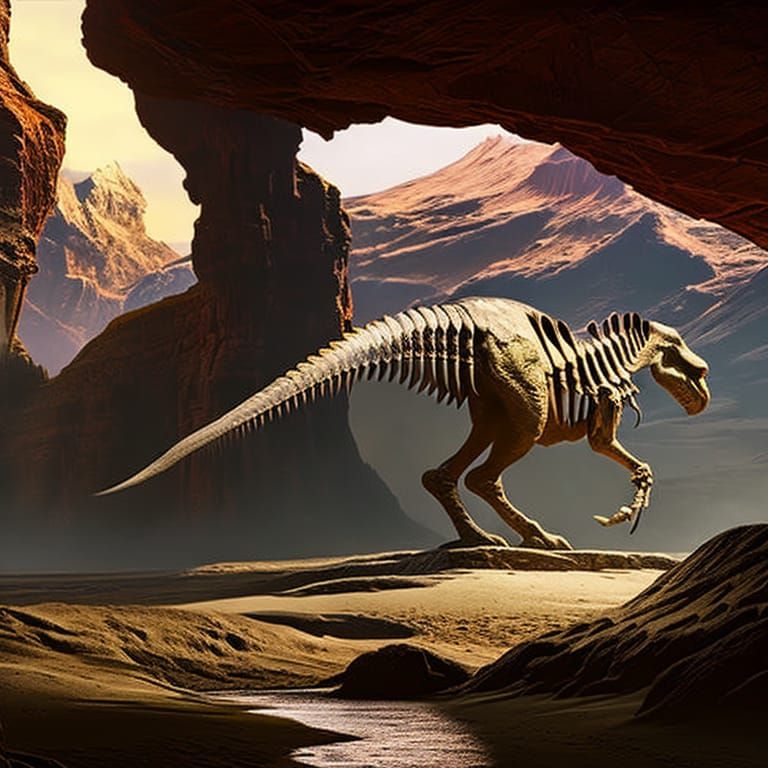 Dinosaur Skeleton Archeological Dig: Detailed Matte Painting