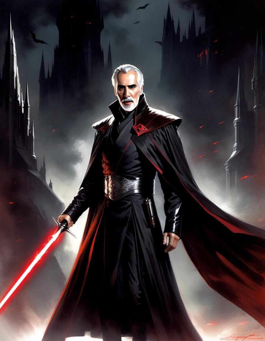 Count Dooku as Vampire, in Dark Fantasy Style