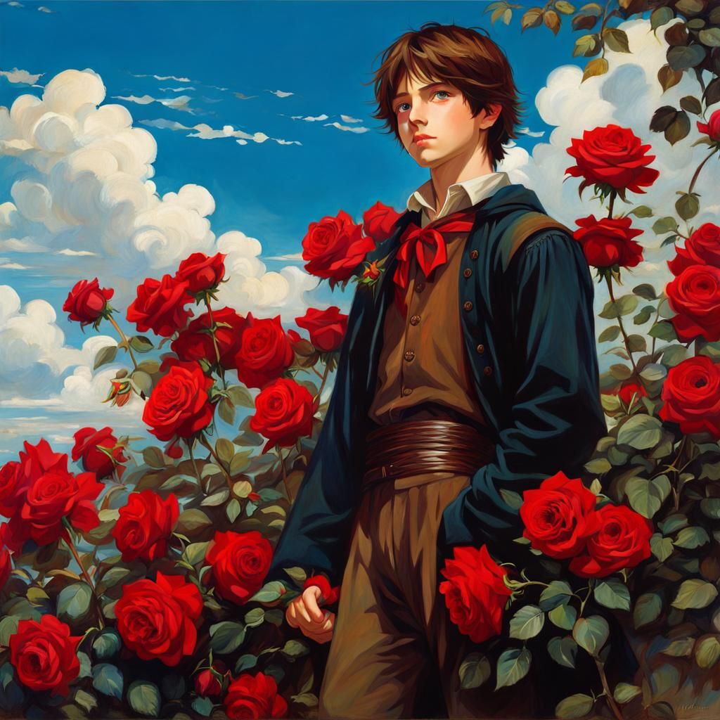 Boy with Roses: Evoking Waterhouse in Anime Style