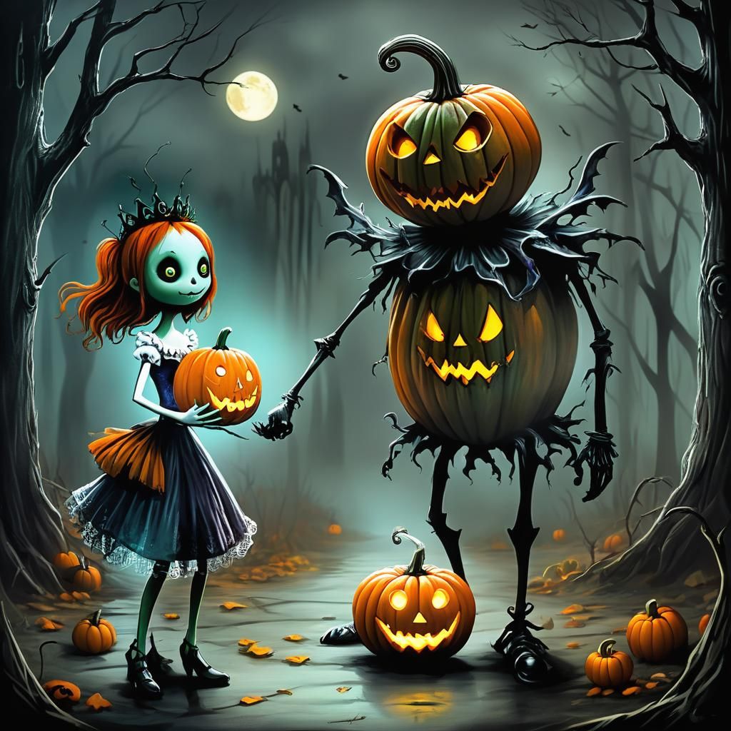 Jack Pumpkinhead and Pumpkin Princess, Burtonesque Style