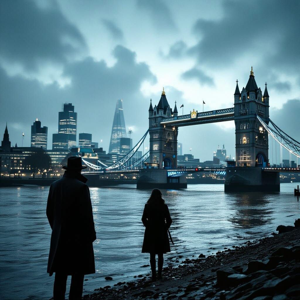 1970s Spy on Thames with Tower Bridge