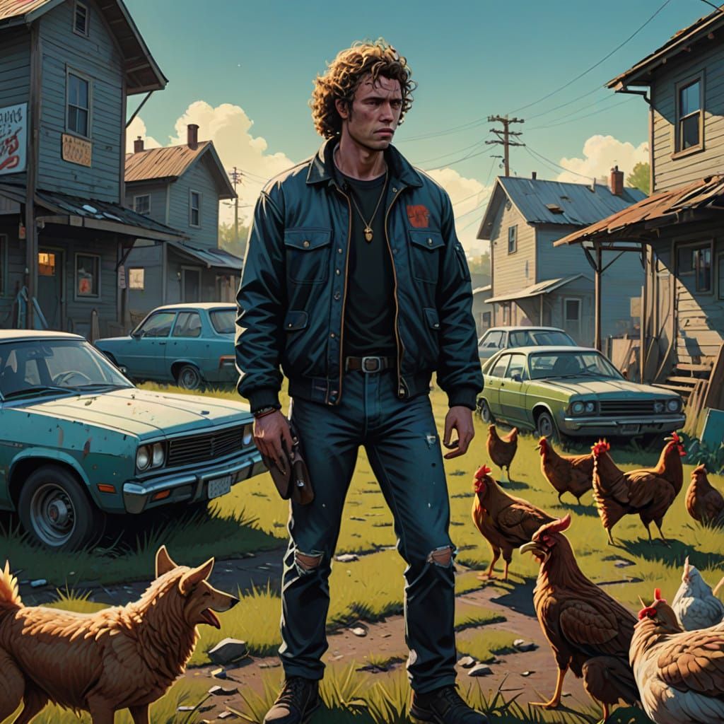 Gritty Mafia Showdown on a Rustic Farm