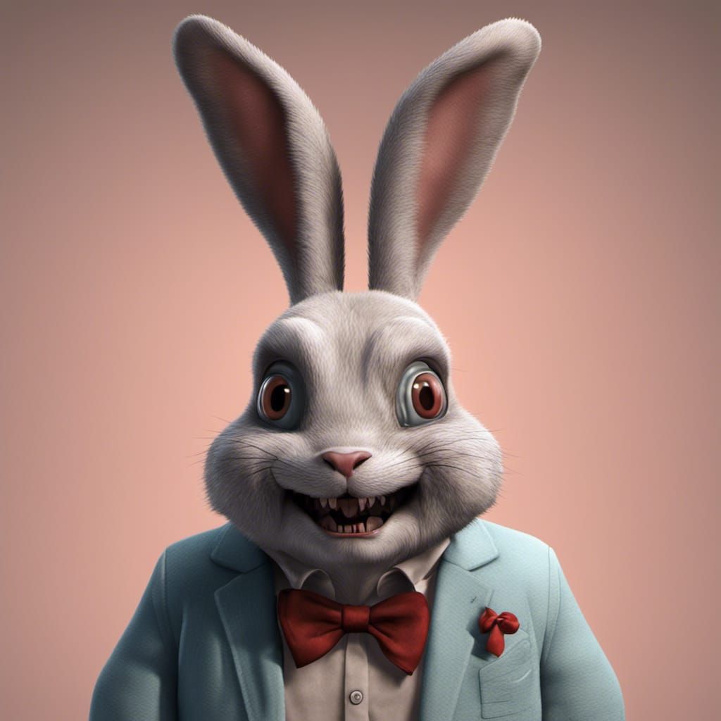 Horror Bugs Bunny in Hyperrealistic 8k