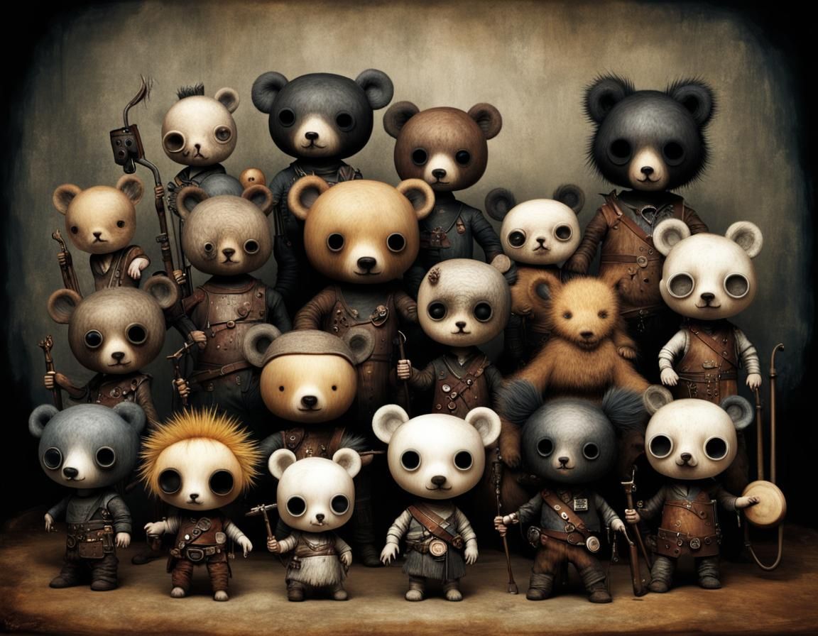 Cyborg Bear Bluegrass Band in Volcanic Landscape