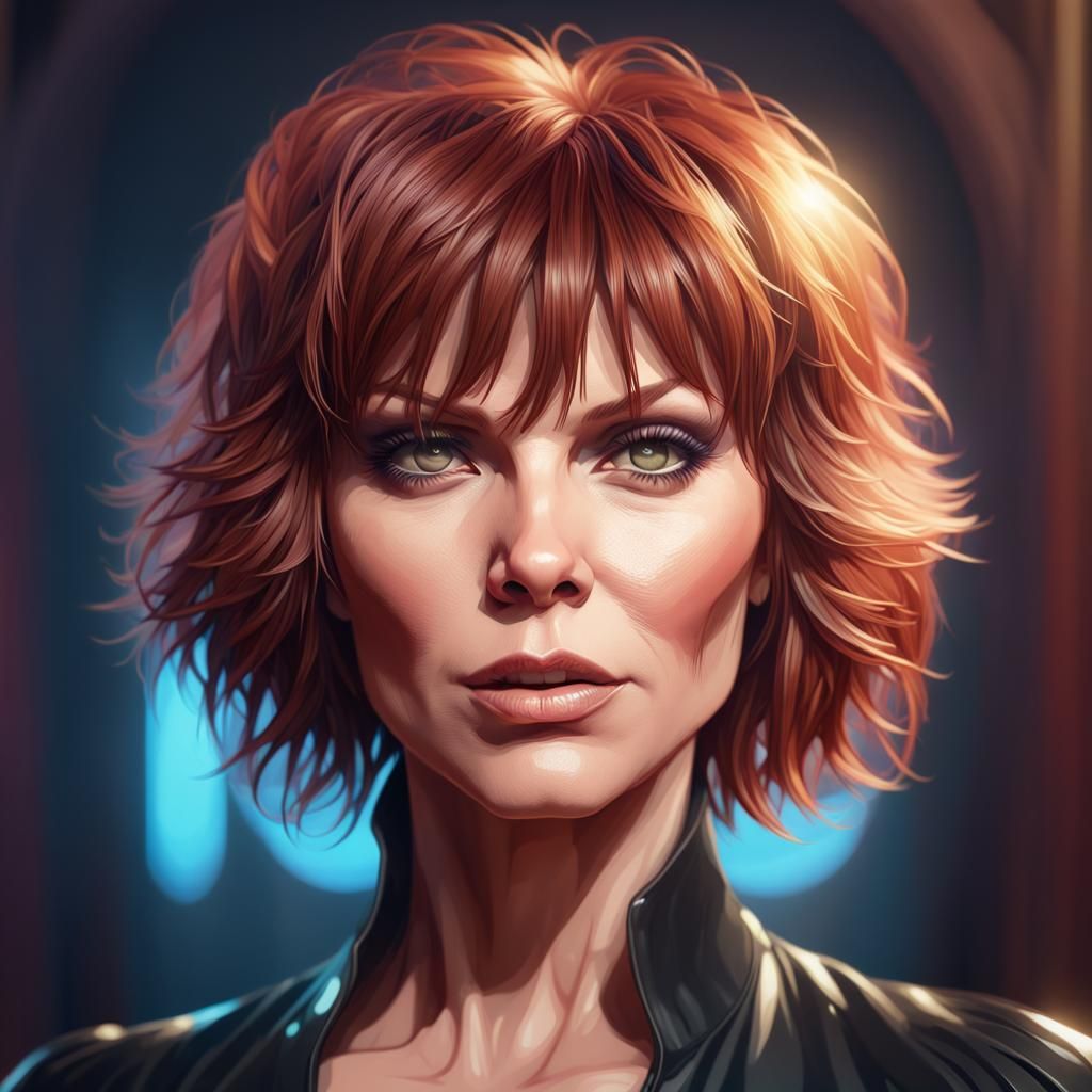 Pat Benatar head and shoulders portrait, 8k resolution concept art portrait by Greg Rutkowski, Artgerm, WLOP, Alphonse M...