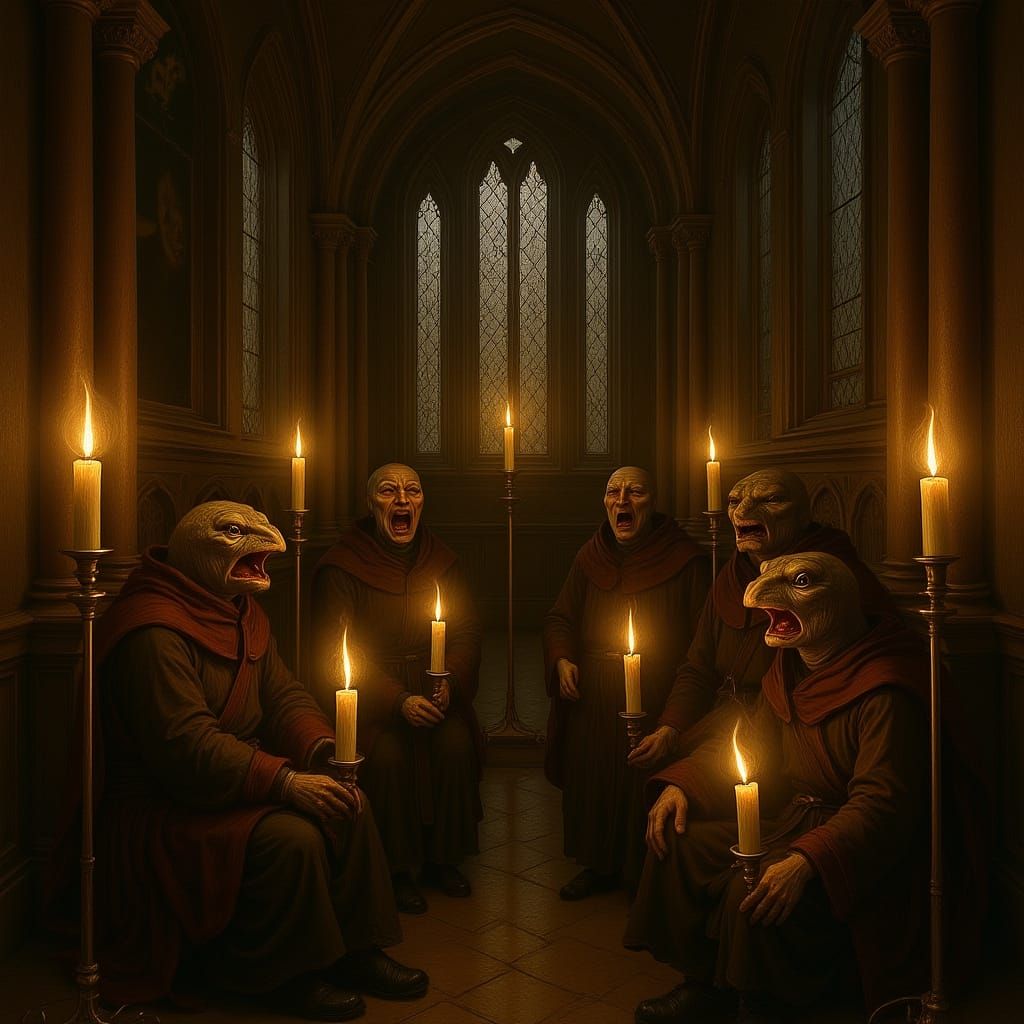 Turtle Monks Choir in Gothic Church, Renaissance Style