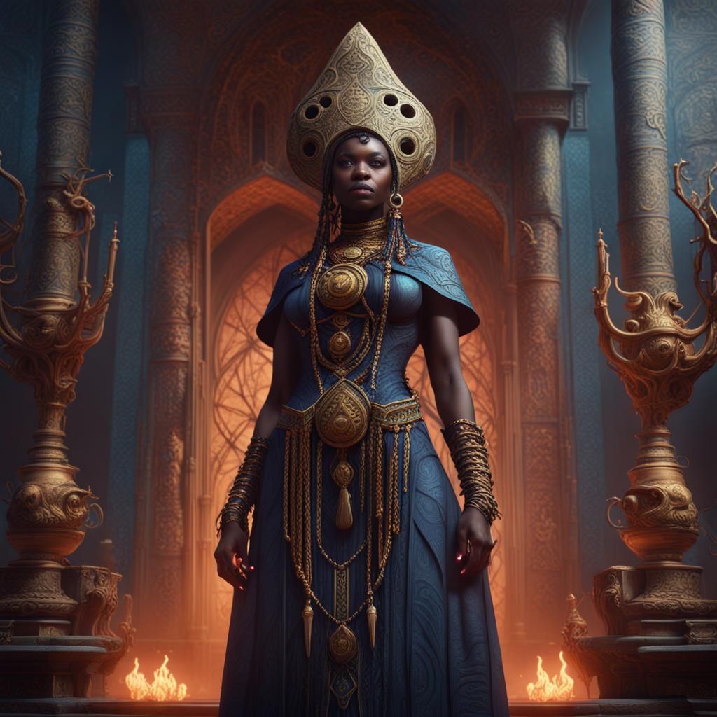 Orisha High Priestess: Detailed Fantasy Concept Art