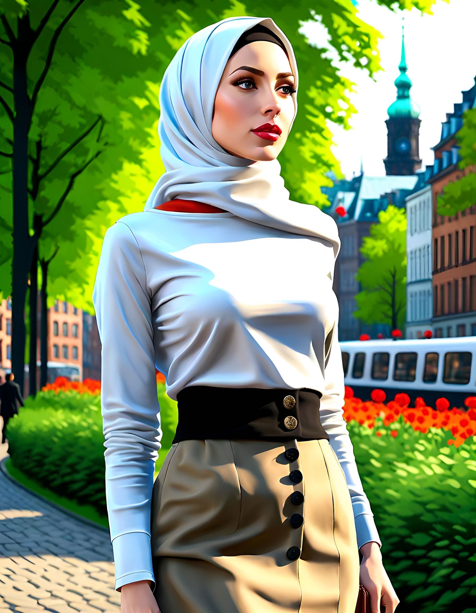 German Woman in Hijab, Urban Portrait