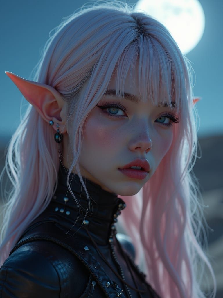 Magical Moonlit Elf Portrait in Photorealistic Style