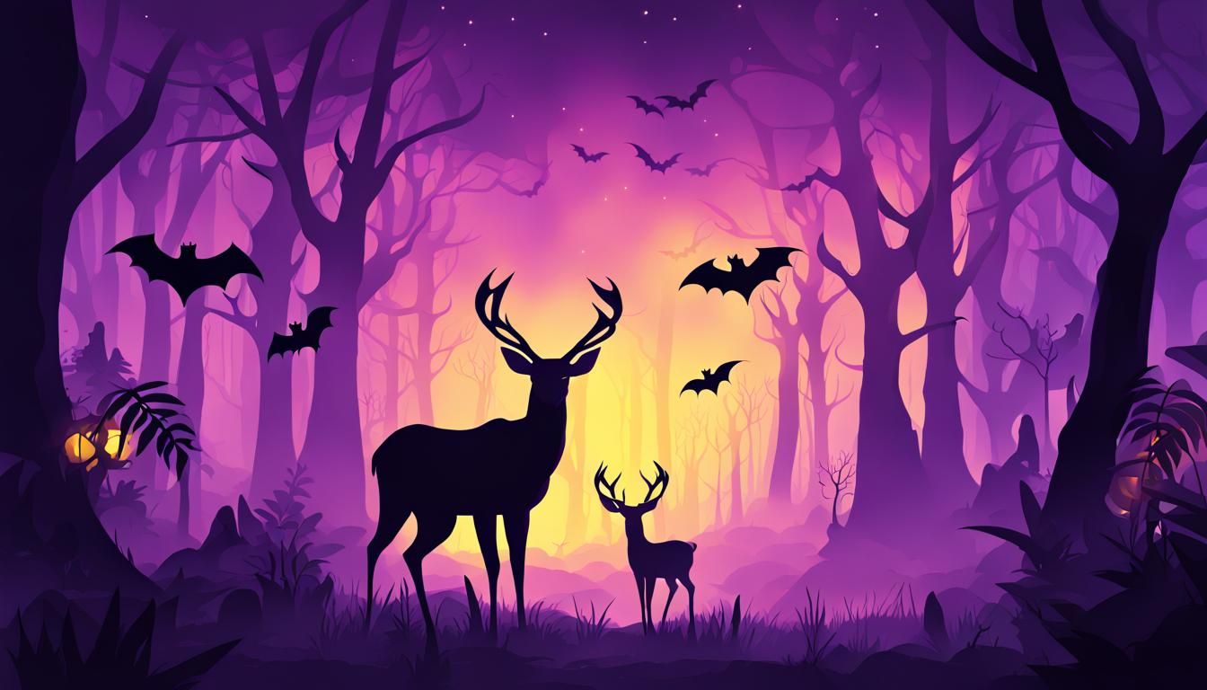 Spooky Jungle Scene with Glowing Deer