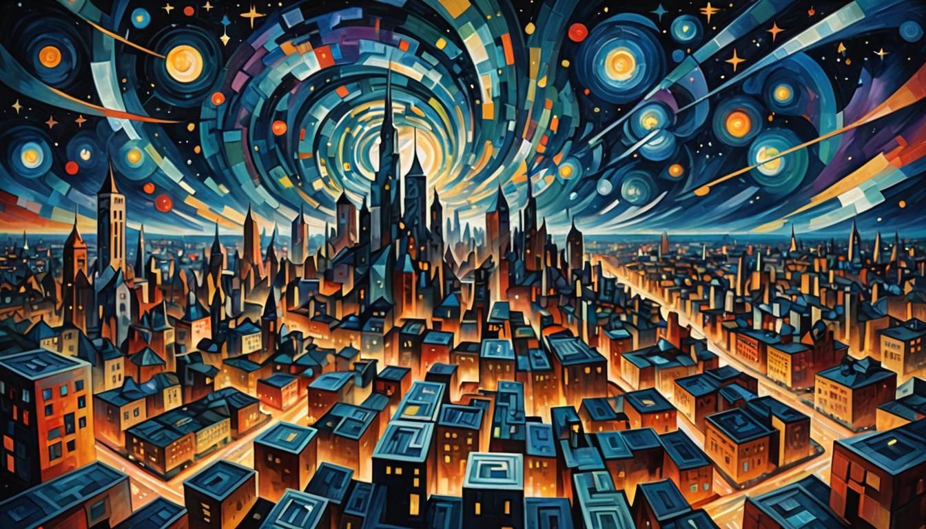 Cubist Megacity Emerges from Swirling Galaxy