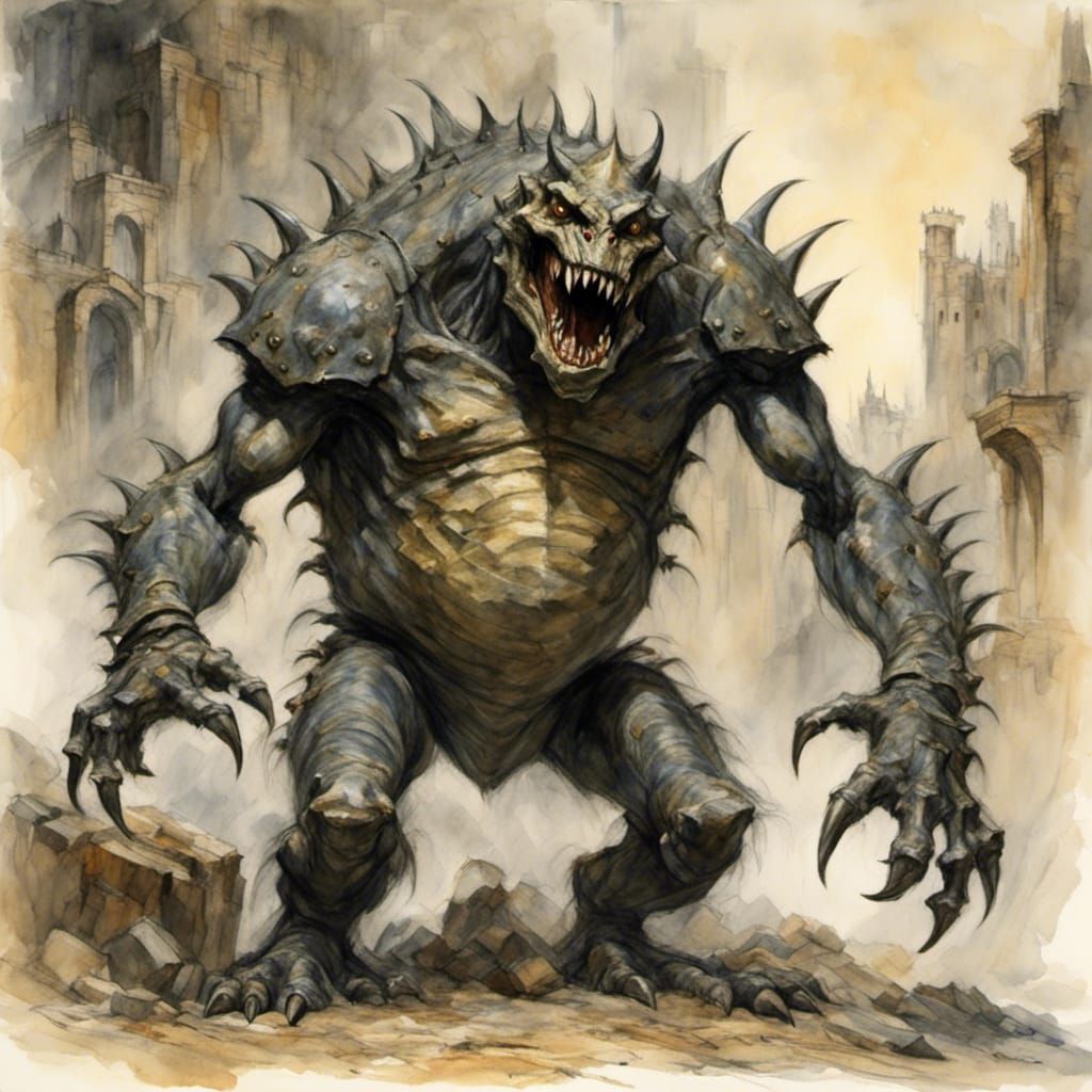 Grotesque Grimlock in Damp Cave: Detailed Fantasy Art