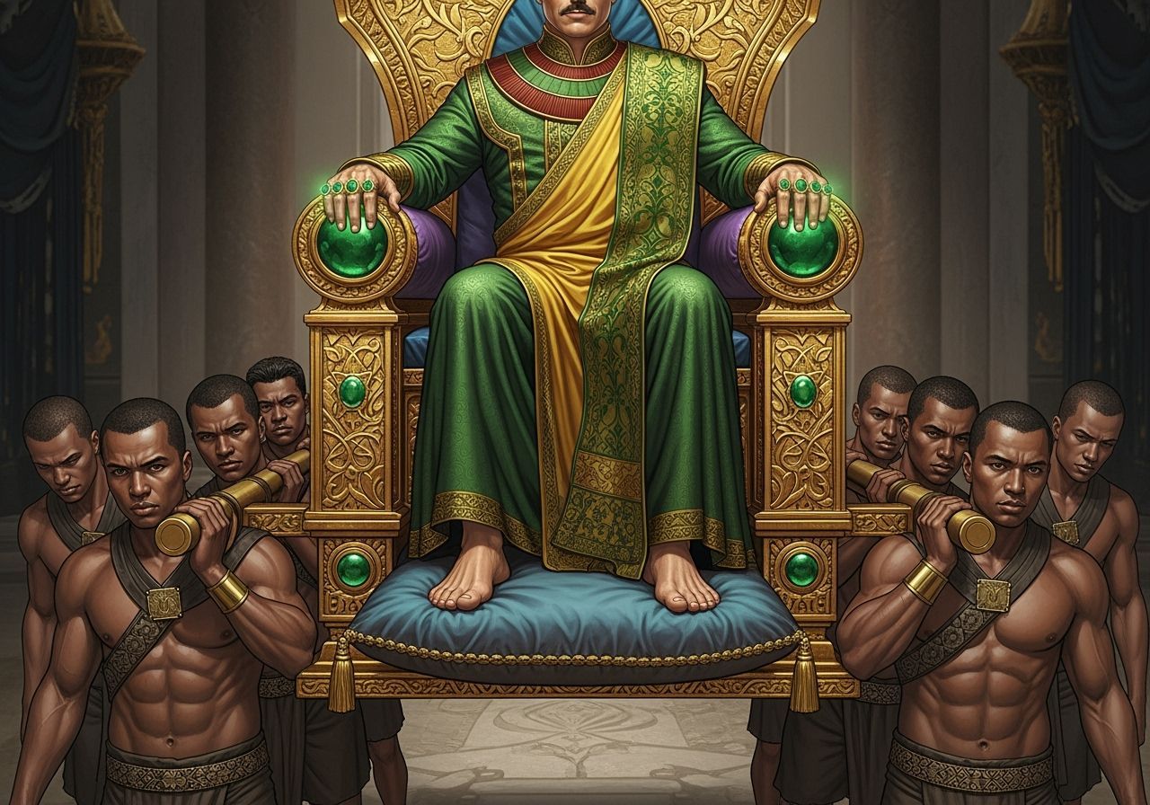 The Mandarin on Emerald Throne in Hyperrealistic Style
