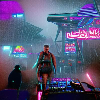 Cyberpunk Cityscape with Neon Lights in Synthwave Style