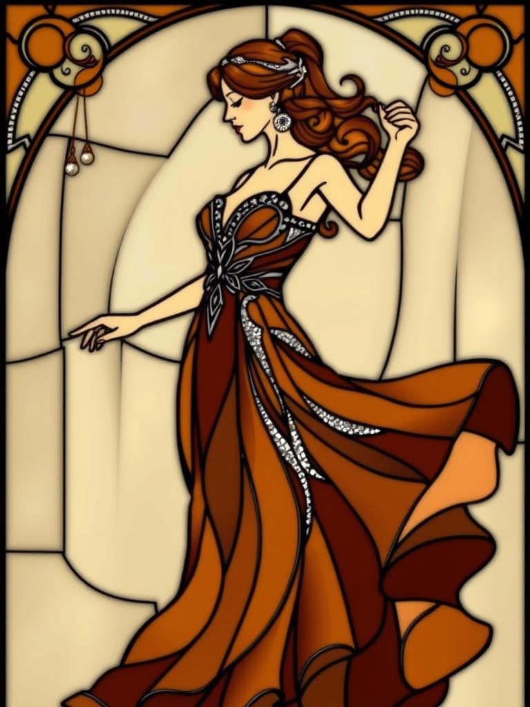 Art Nouveau Stained Glass Ballroom Dress Design