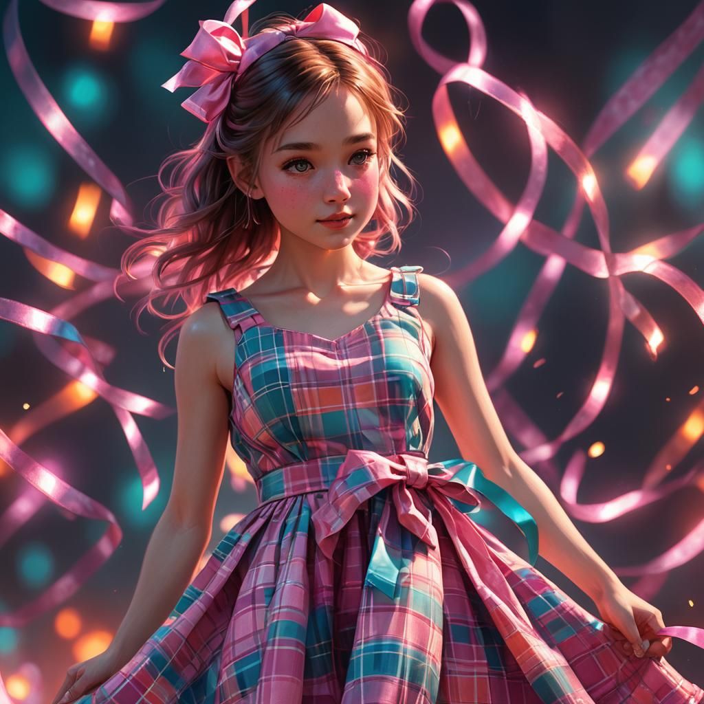 Girl with Pink Ribbon in Hyper-Realistic Digital Art