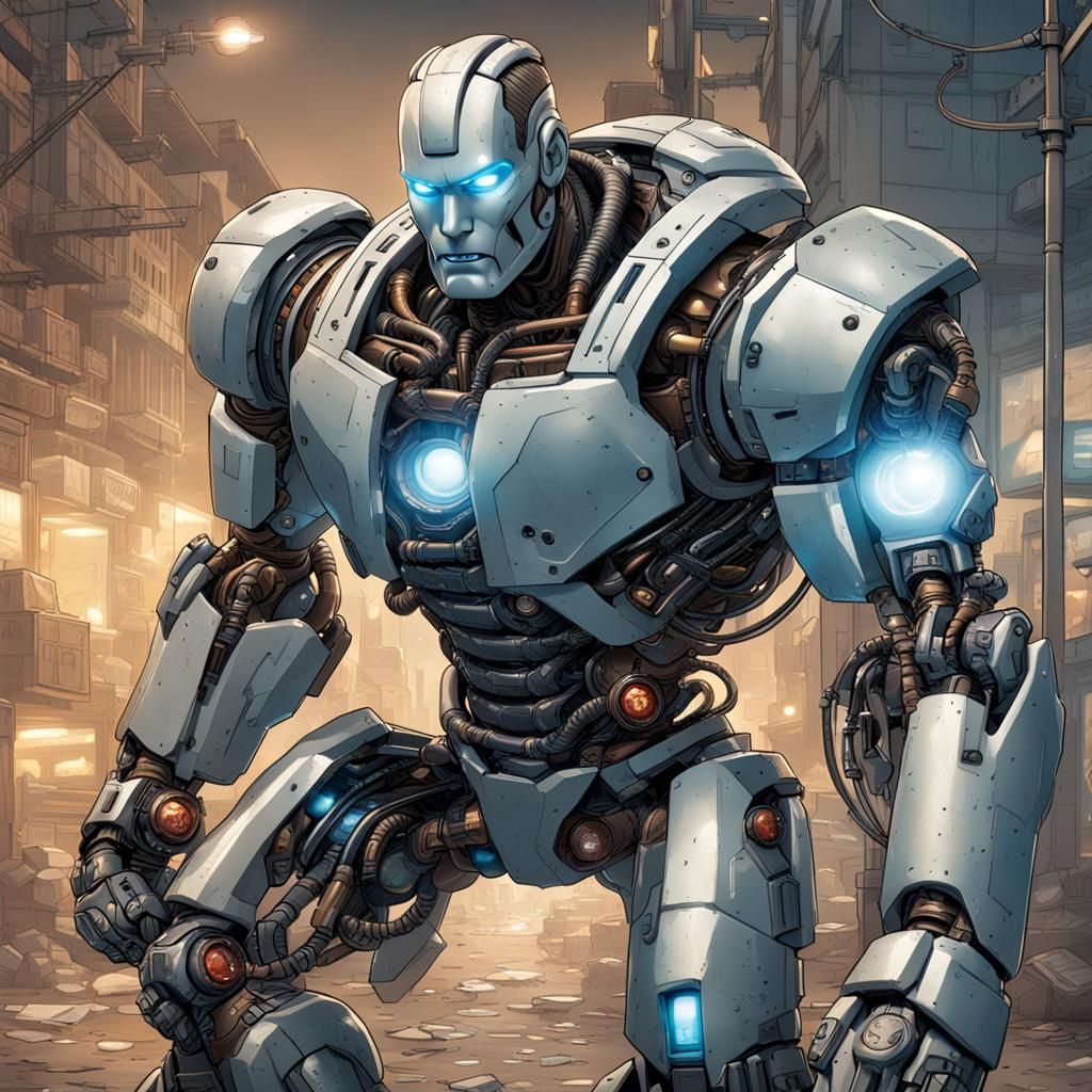 Photorealistic Robot Model with Bodybuilder Physique