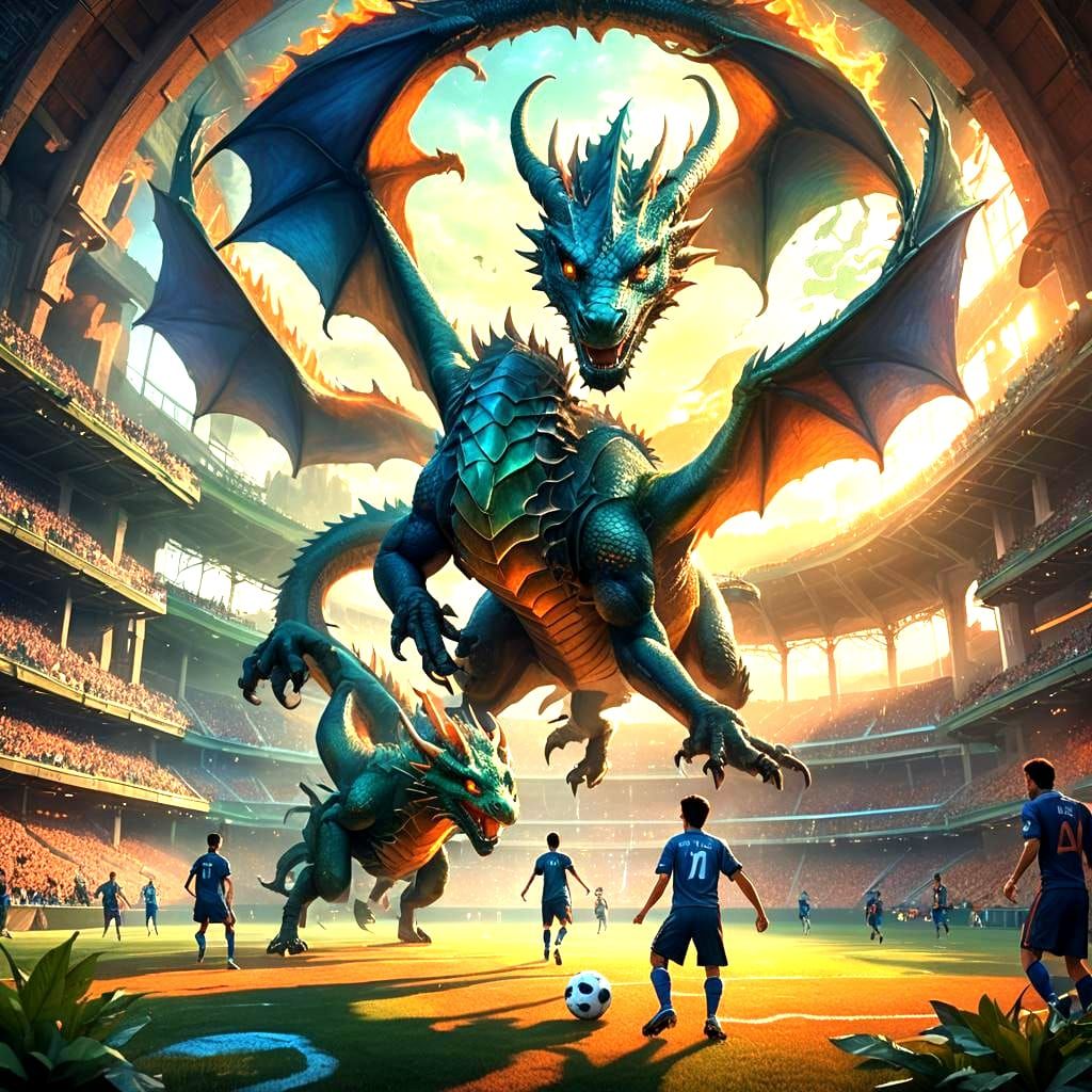 Dragons Play Soccer: A Fantasy Art Match