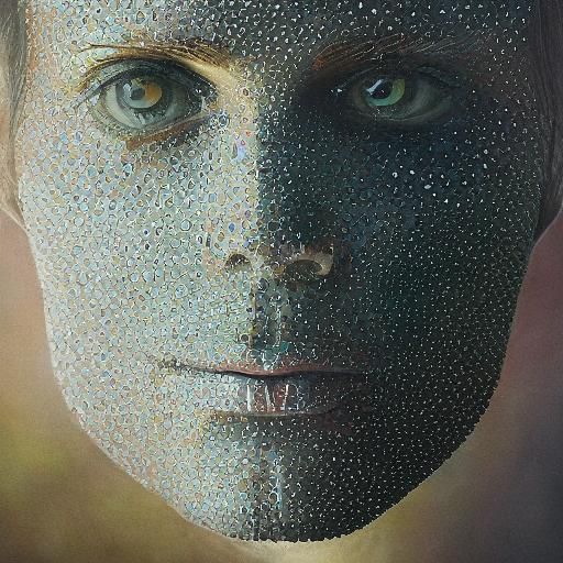 Diamond-Filled Woman with Transparent Skin in Photorealistic...