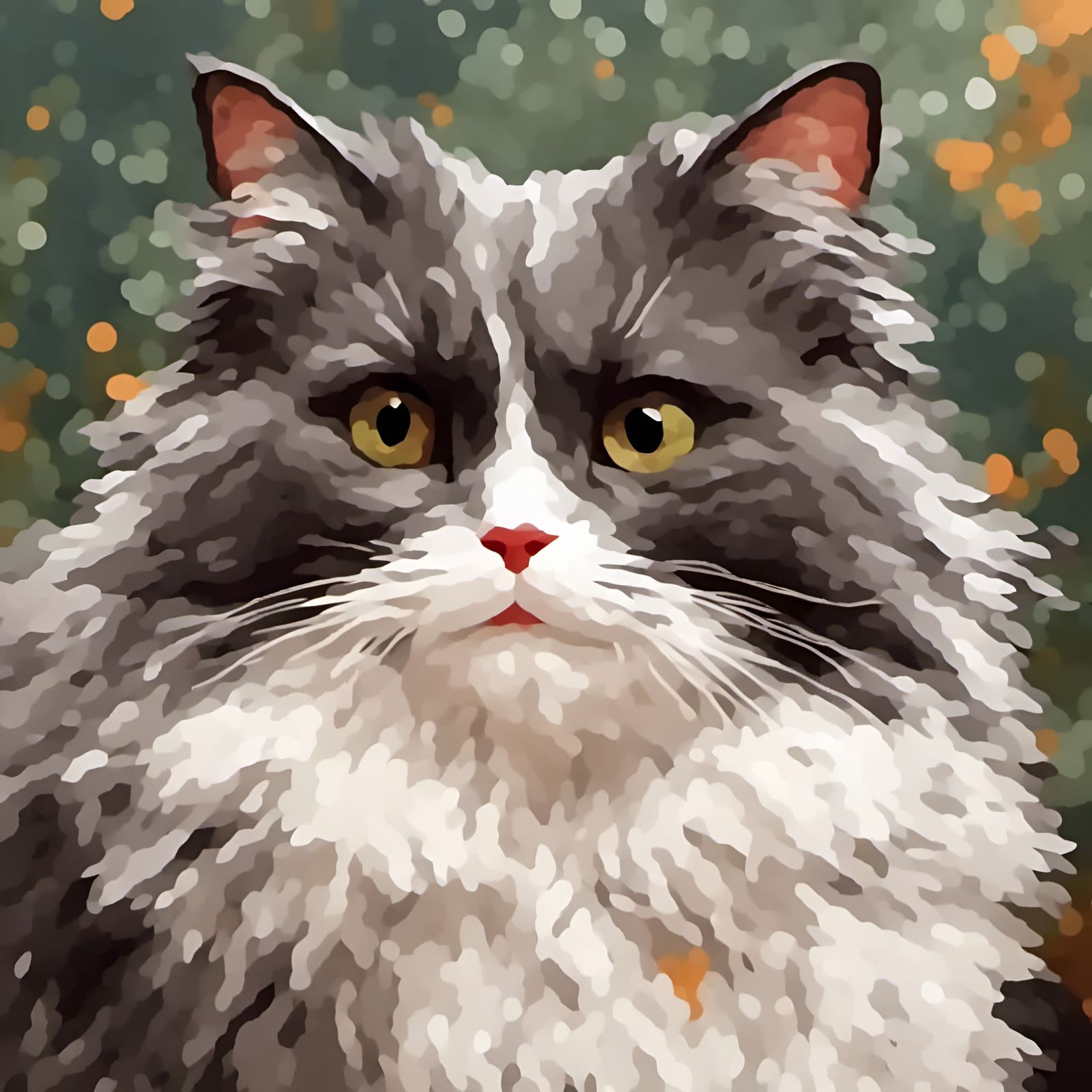 Geometric Gouache Portrait of a Cat