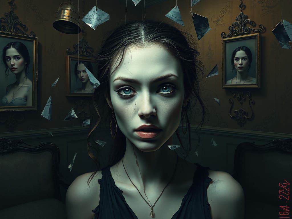 Distorted Woman in Darkness