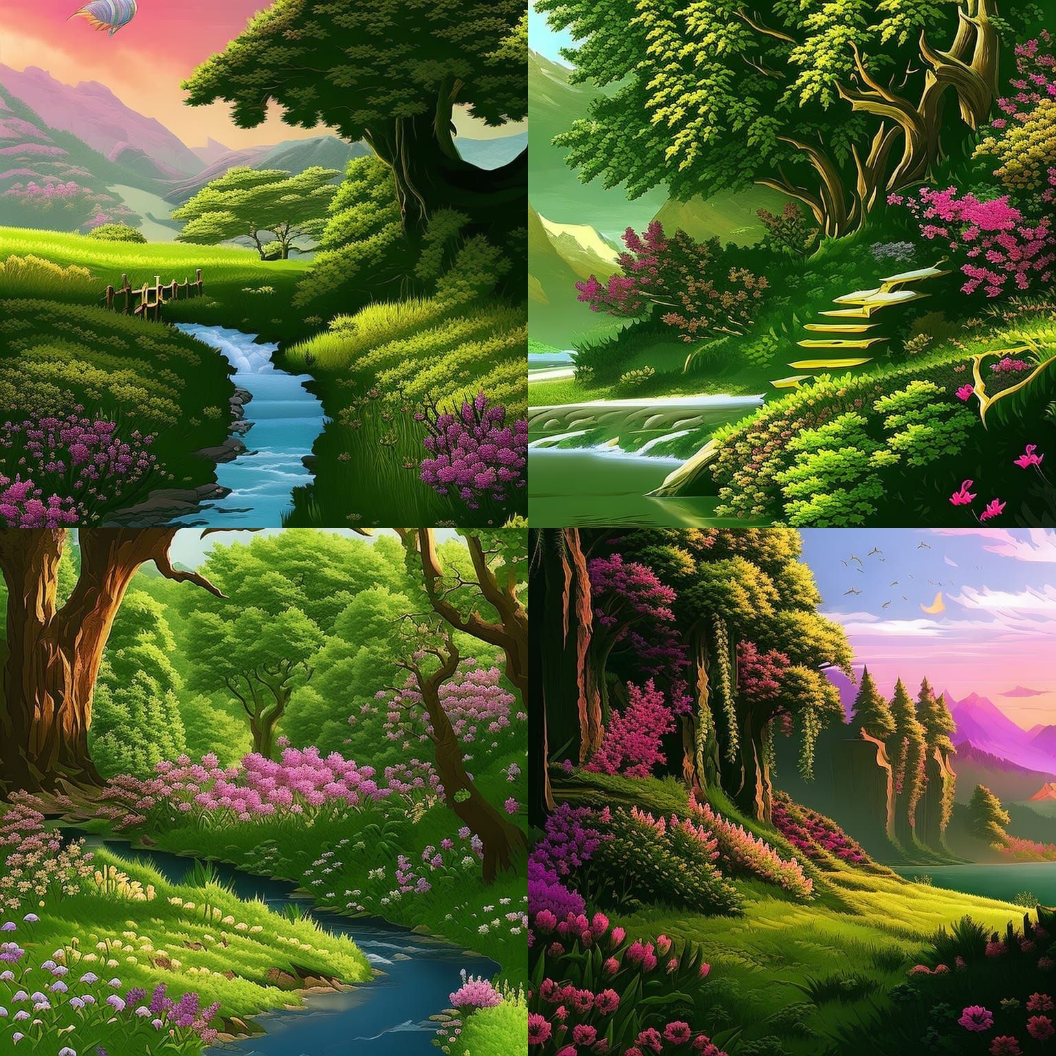 Cinematographic Flower Path in Detailed Illustration