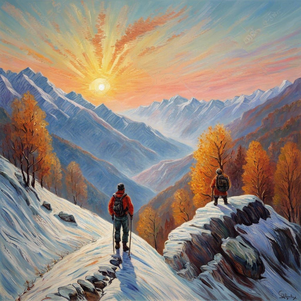 Himalayan Sunrise: Impressionistic Landscape Painting