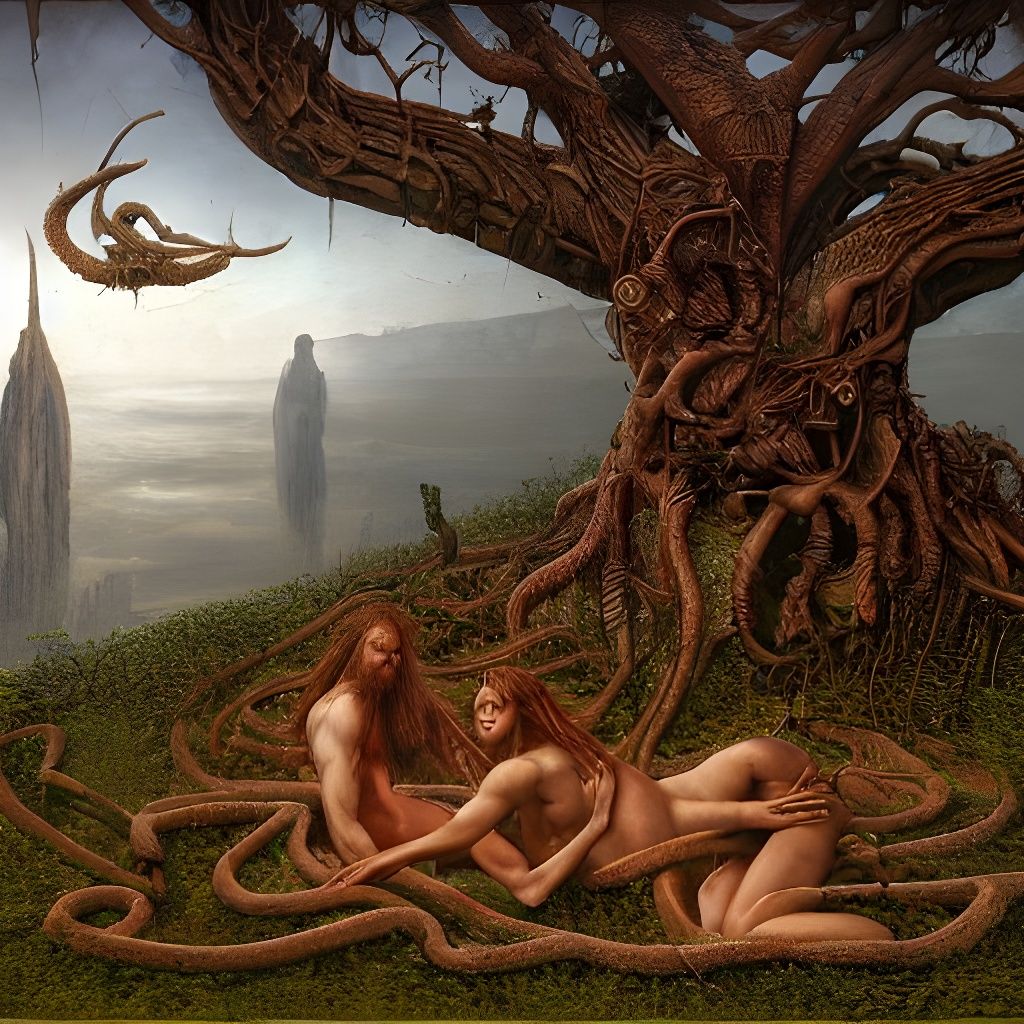 Adam and Eve in Eden: A Dark Renaissance Portrait