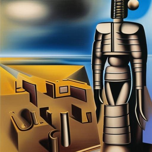 Surreal RoboCop as Melting Oil Painting