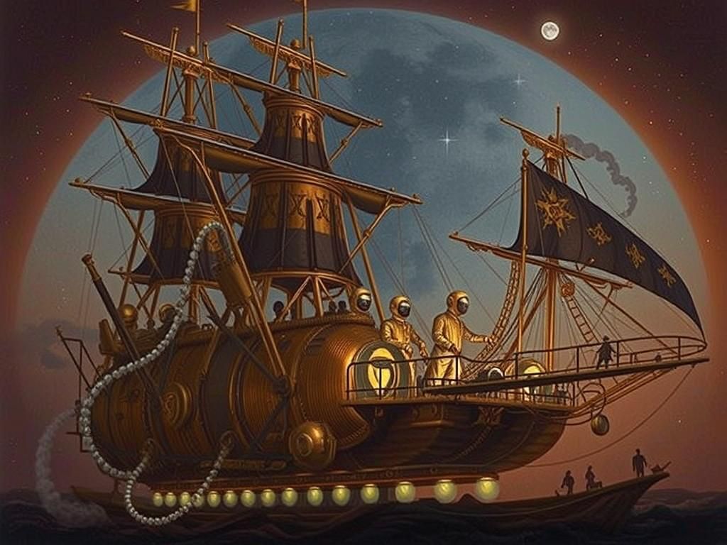 Steampunk Spaceship Voyage Inspired by Georges Méliès