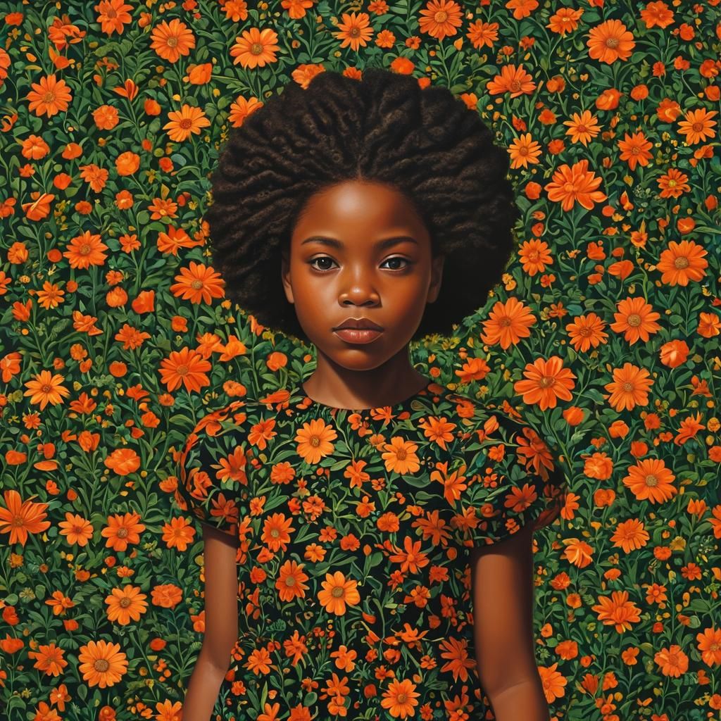 Girl in Flower Field, Portraiture Style