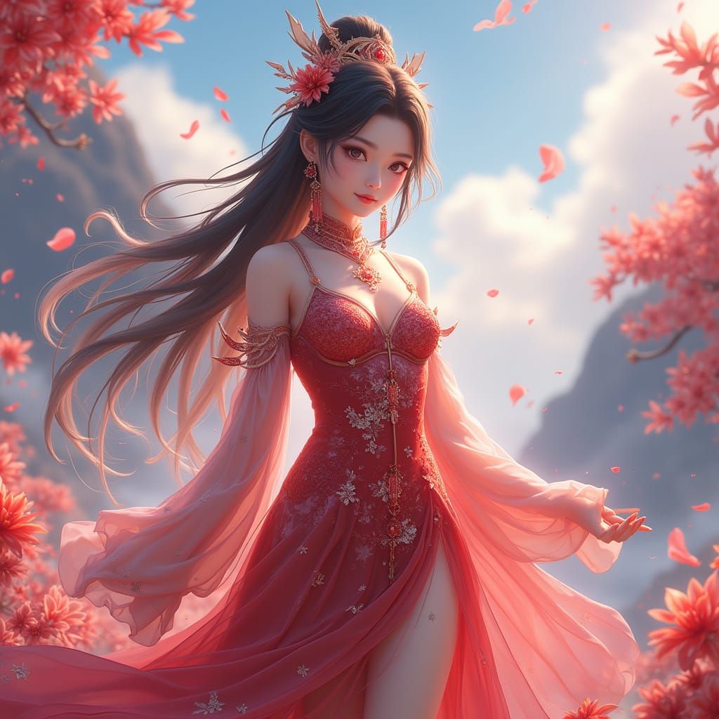 Anime Goddess of Galaxy in 3D Style