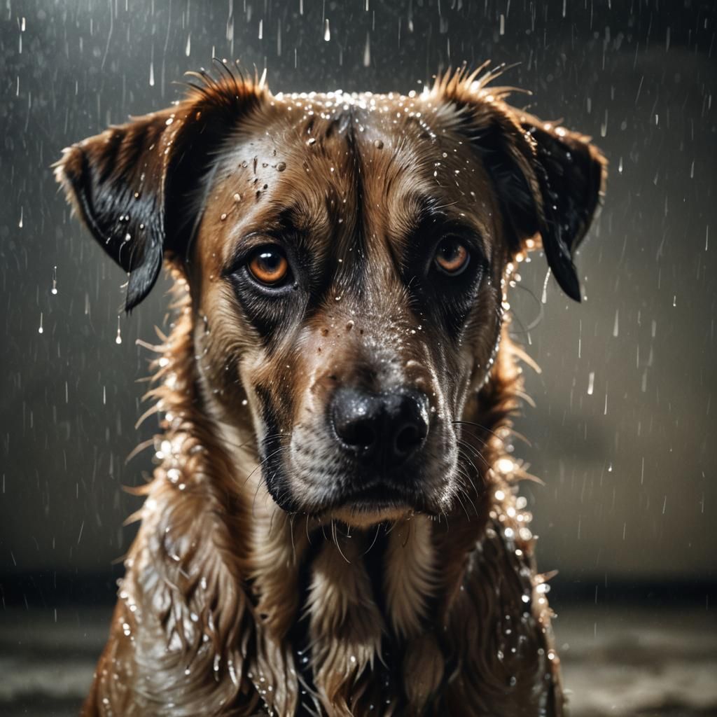 Hyper-Realistic Crying Dog Close-Up Photography