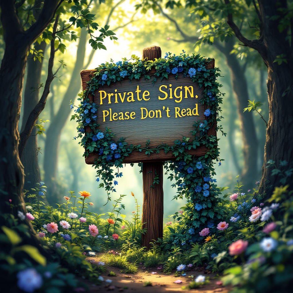 Enchanting Forest Sign in Dreamlike Photography Style