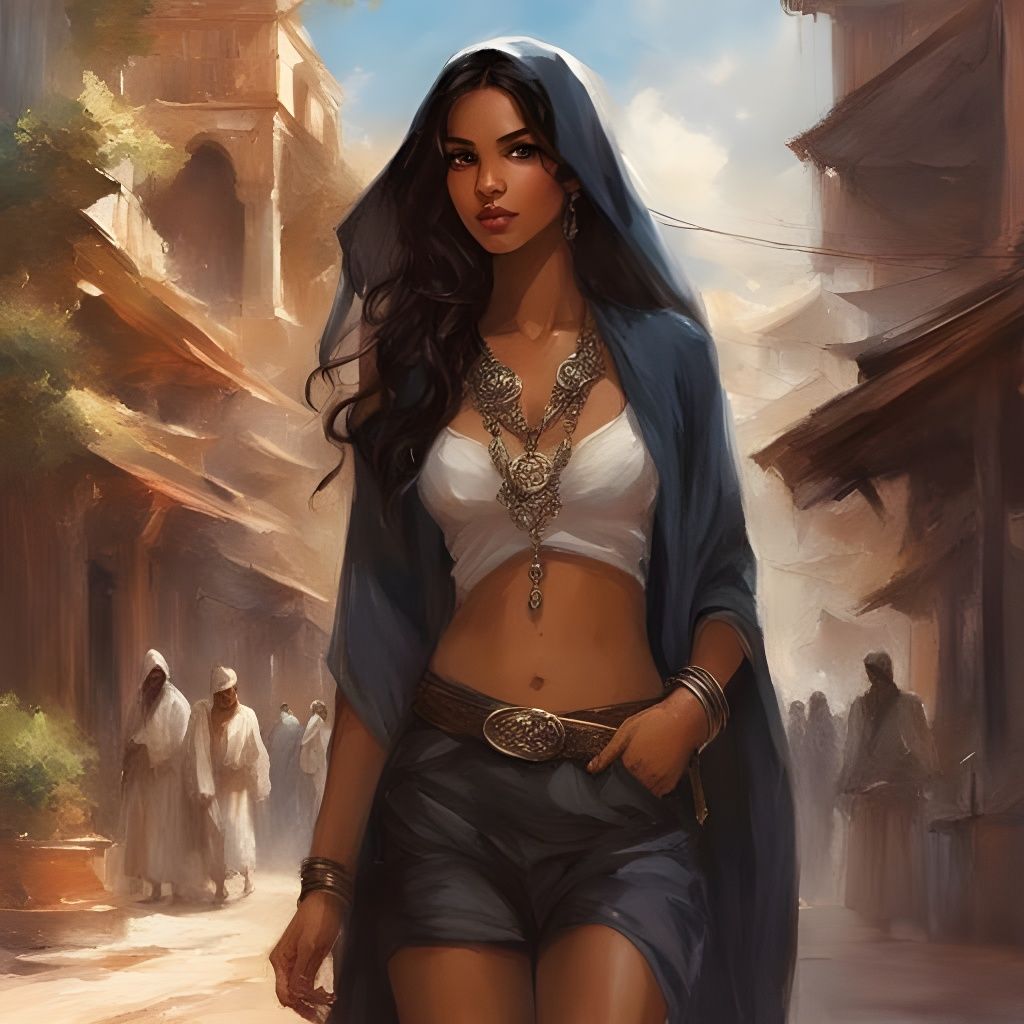 Beautiful Muslim Girl Portrait in Lingerie, Splash Art